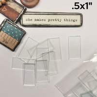 1/2" x 1" Rectangles Clear Flat Glass (.5 x 1 inch) - 30 pack