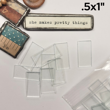 1/2"x1" Rectangles Clear Flat Glass (.5 x 1 inch) | 30 Pack