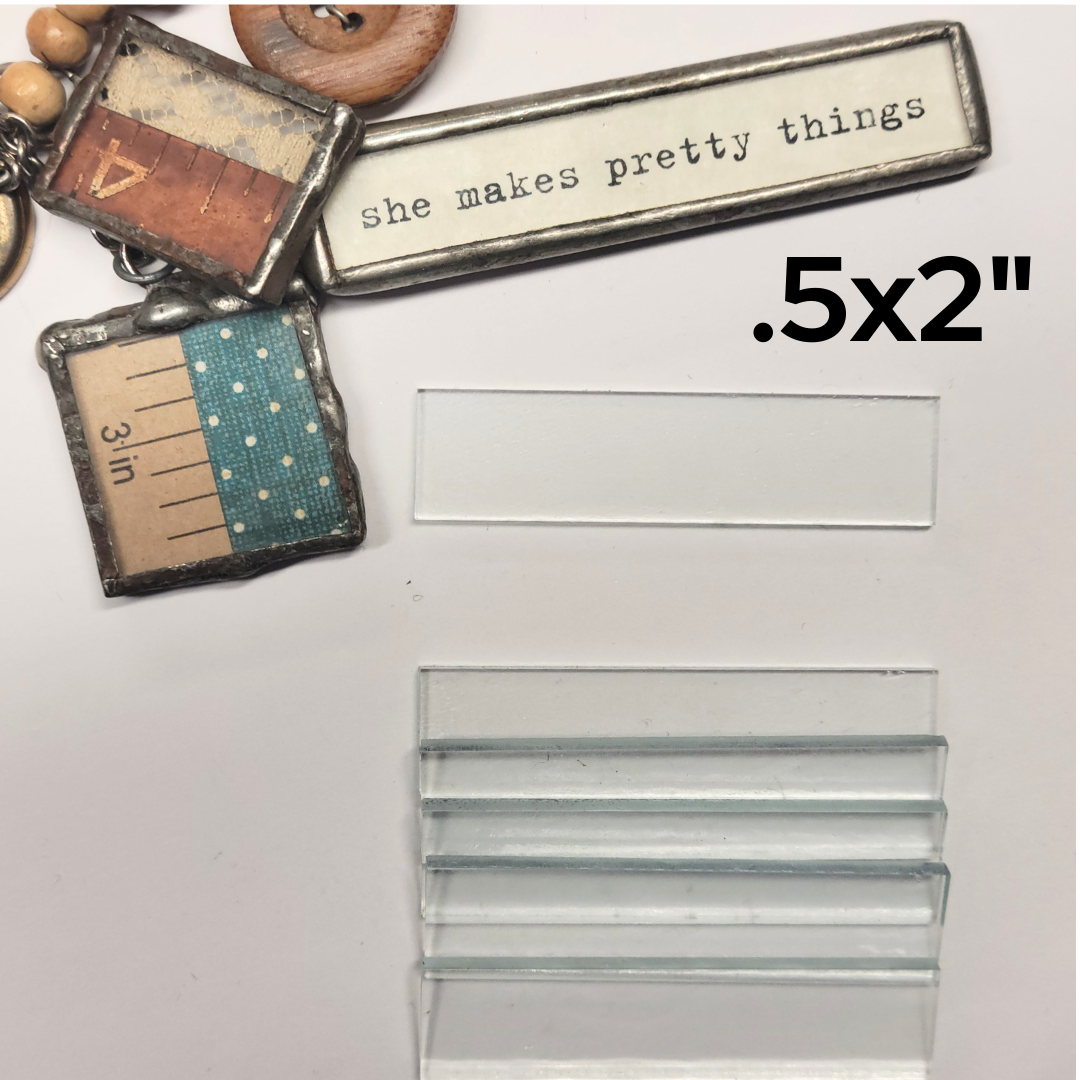 1/2"x2" Rectangles Clear Flat Glass (.5 x 2 inch) | 10/30/100 Packs