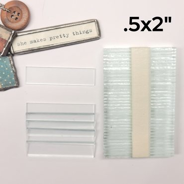 1/2"x2" Rectangles Clear Flat Glass (.5 x 2 inch) | 10/30/100 Packs