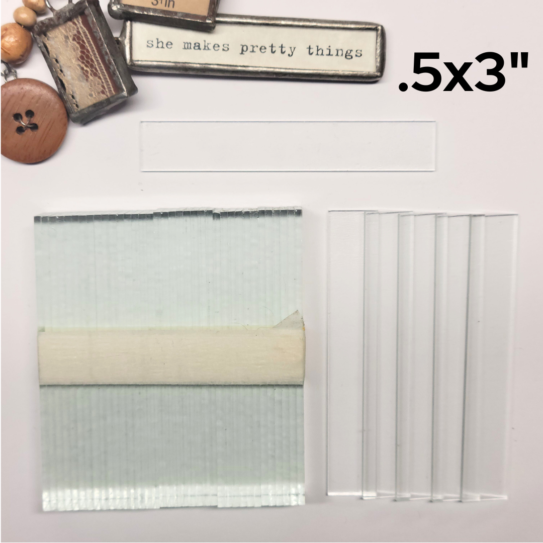 1/2" x 3" Rectangles Clear Flat Glass (.5 x 3 inch)