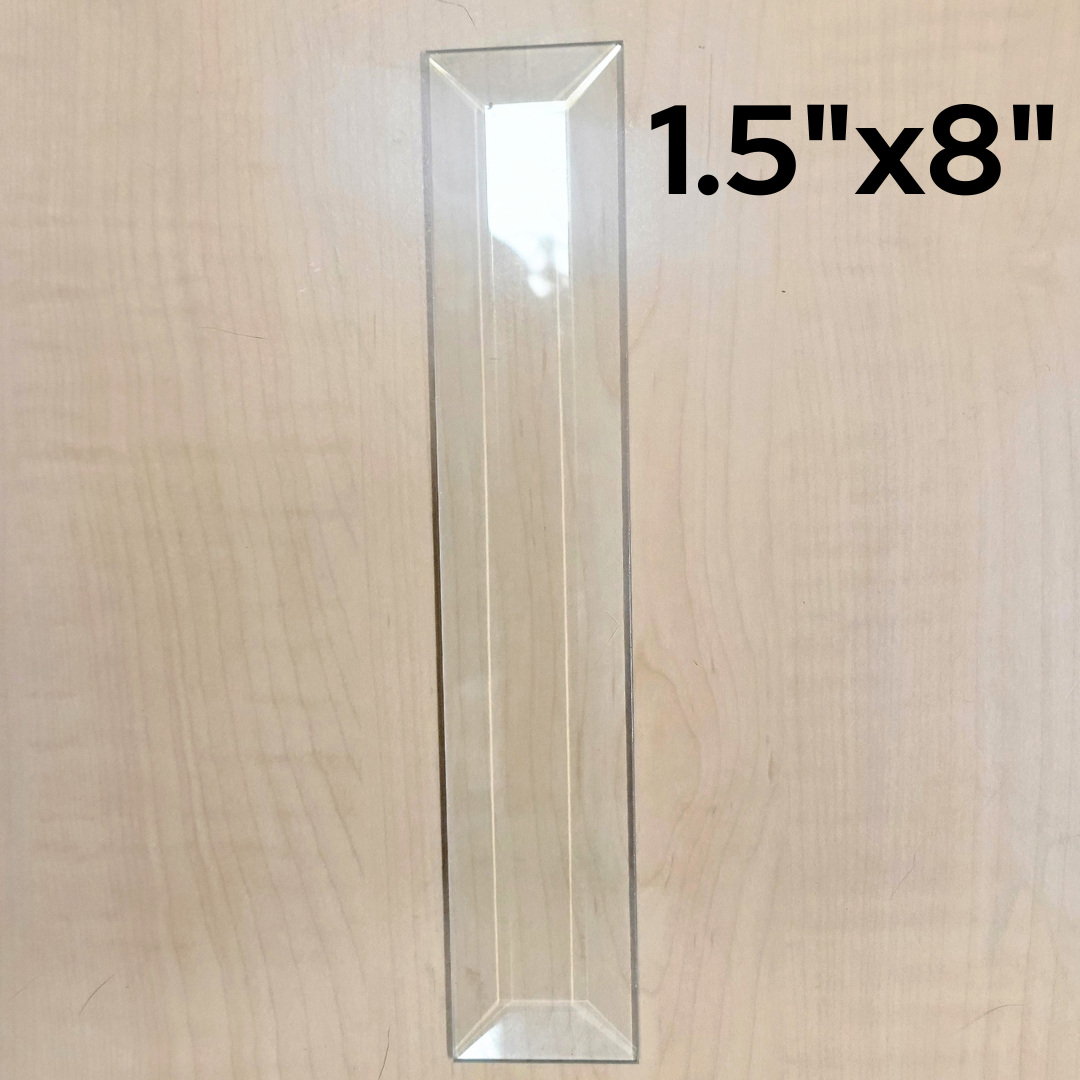 1-1/2" x 8" Clear Bevel Rectangle (1-1/2 inch x 8 inch)