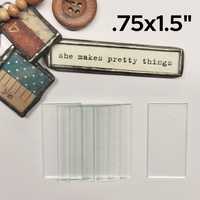 3/4 x 1-1/2" Rectangles Clear Flat Glass (.75 x 1.5 inch)