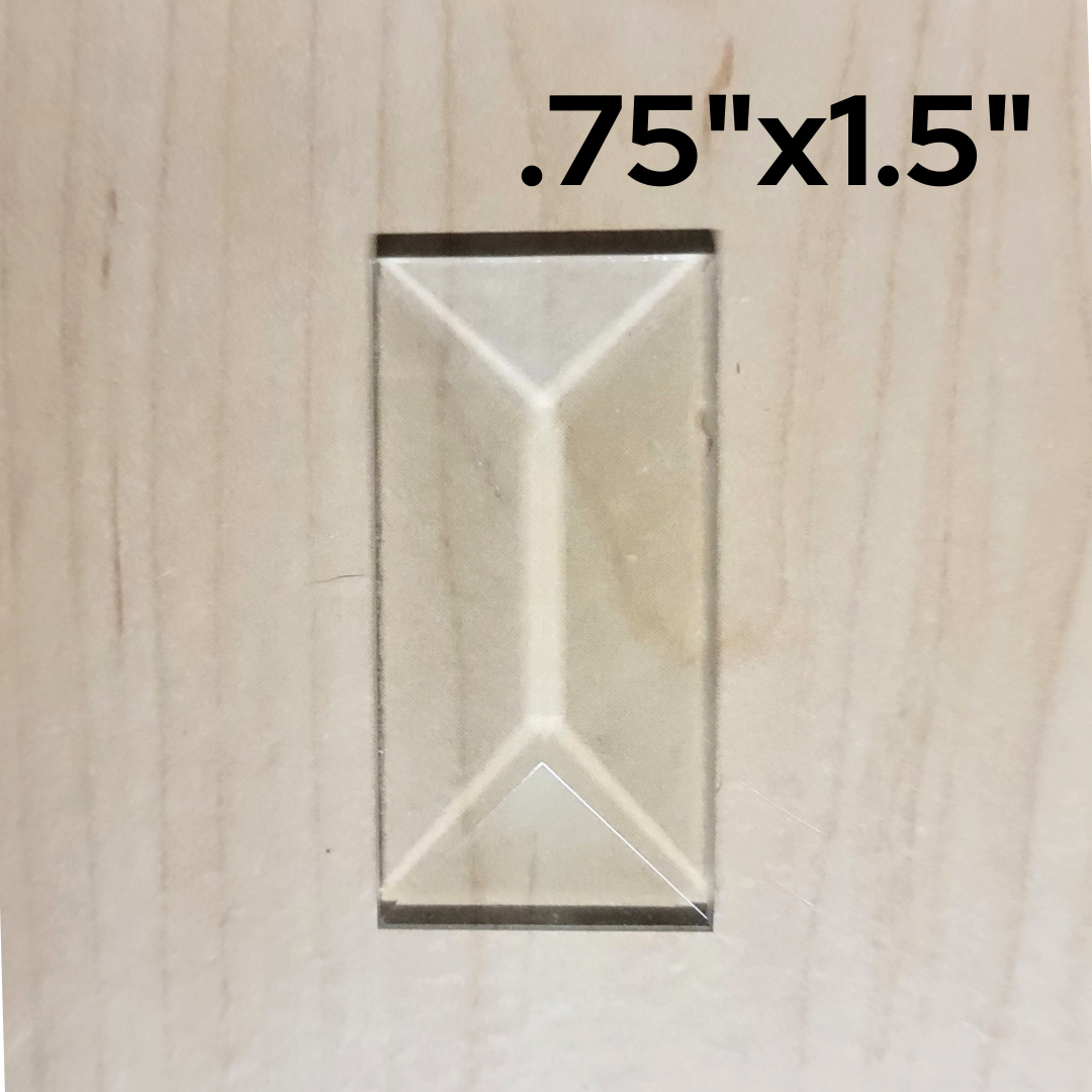 3/4" x 1-1/2" Clear Bevel Rectangle (.75 inch x 1.5 inch)