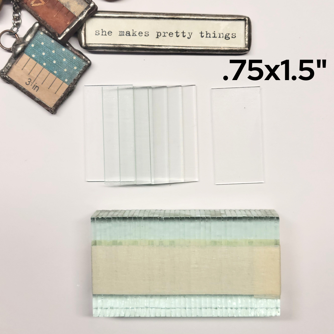 3/4 x 1-1/2" Rectangles Clear Flat Glass (.75 x 1.5 inch)