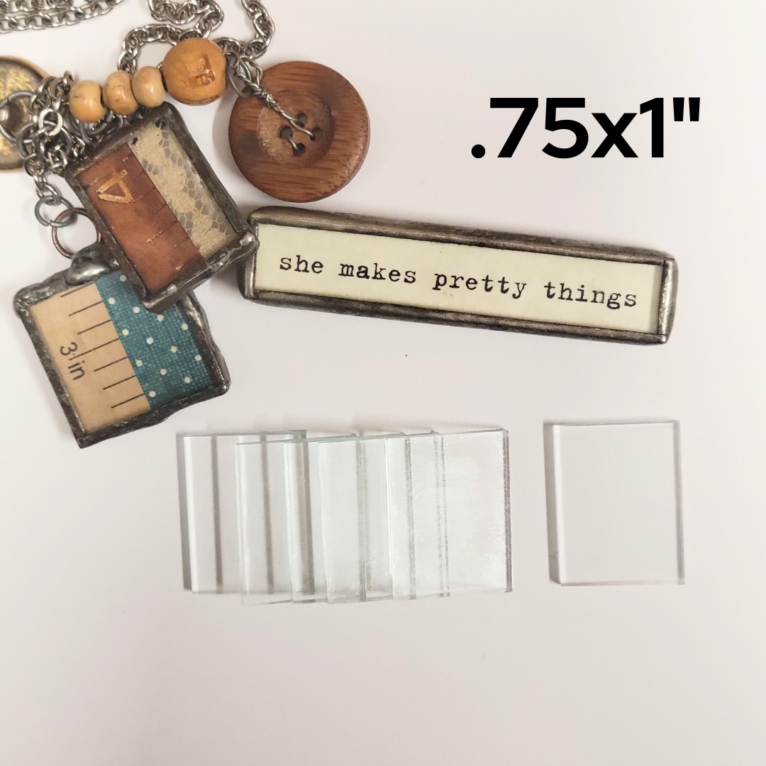 3/4"x1" Rectangles Clear Flat Glass (.75 x 1 inch) | 10/30/100 Packs