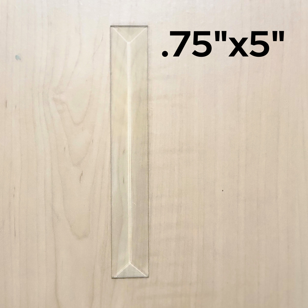 3/4"x5" Clear Bevel Rectangle (.75 inch x 5 inch) | 10 or 30 Pack