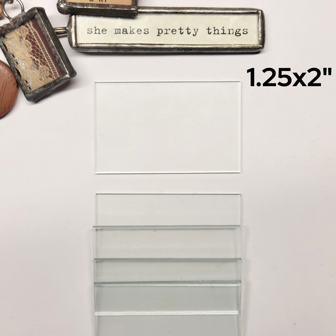 1-1/4 x 2" Rectangle Clear Flat Glass for Match Box or Shadow Box Projects - Terri Brush Design