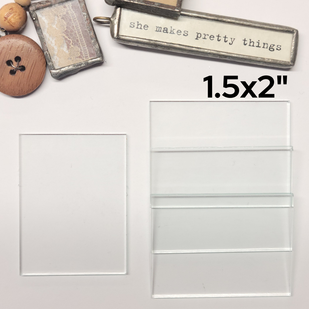 1-1/2 x 2" Rectangle Clear Flat Glass (1.5x2 inch)