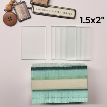 1 1/2"x2" Rectangle Clear Flat Glass (1.5 inch x 2 inch) | 10/30/100 Packs