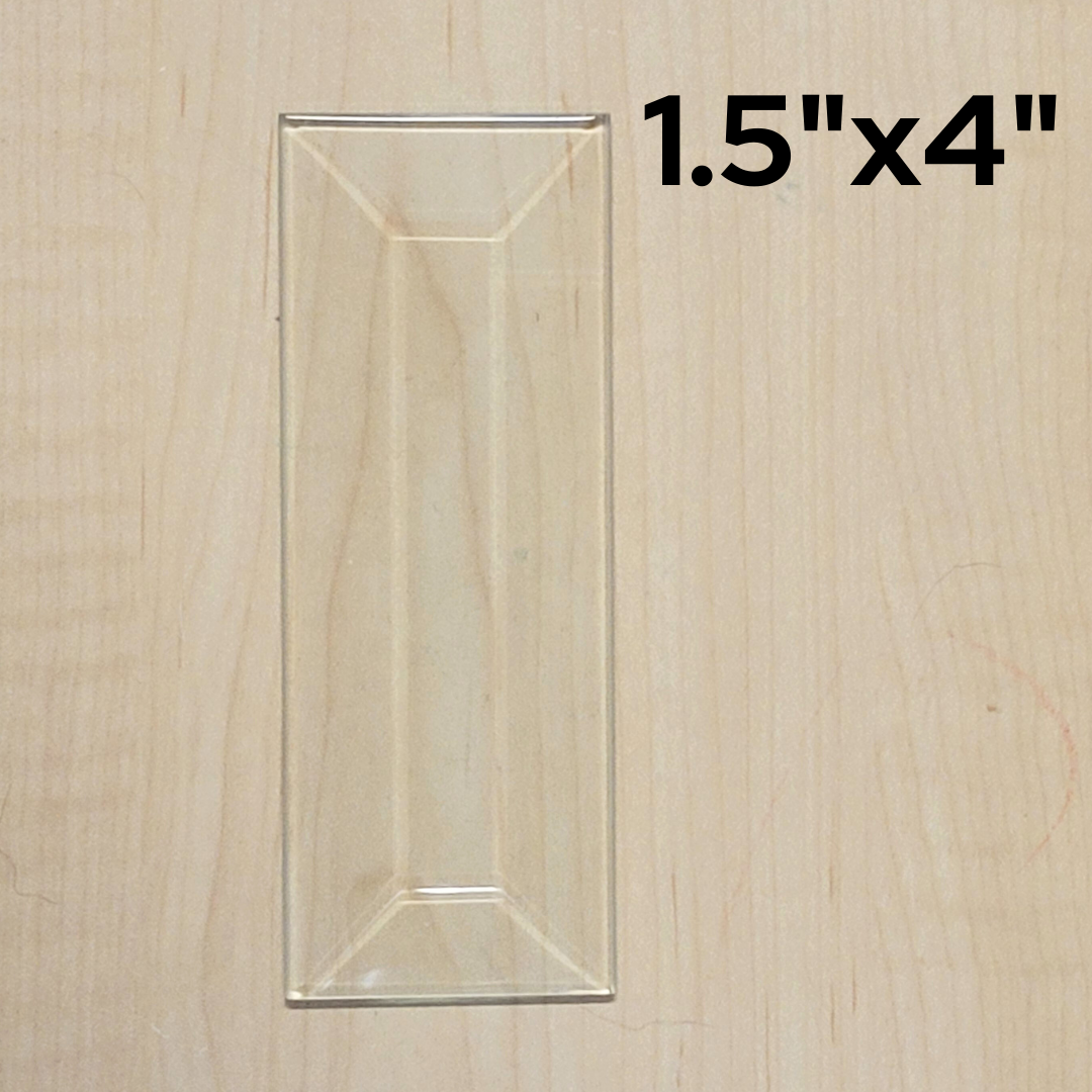 1 1/2"x4" Clear Bevel Rectangle (1-1/2 inch x 4 inch) | 10 or 30 Pack