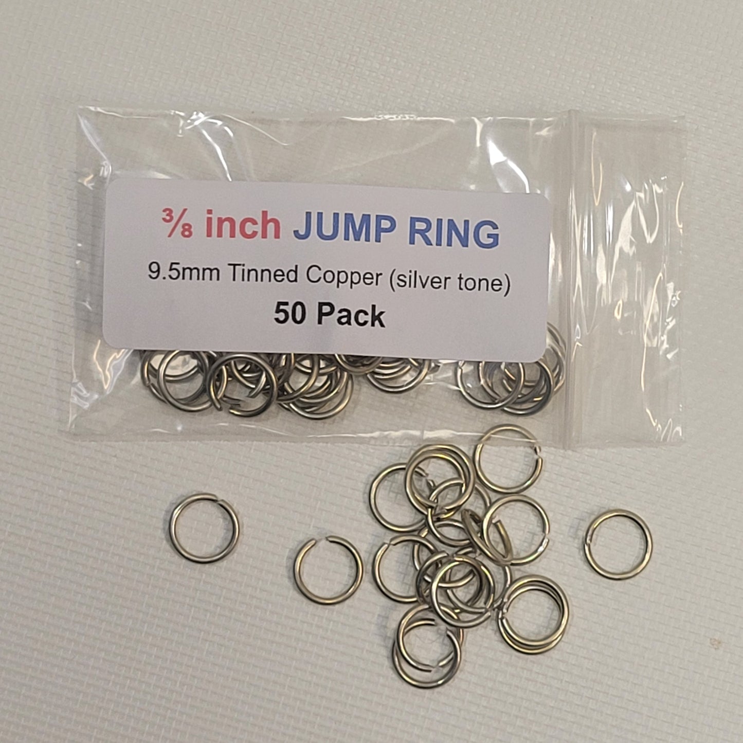 3/8" Jump Rings (50 Pack) – Tinned Solid Copper - 16 Gauge Wire