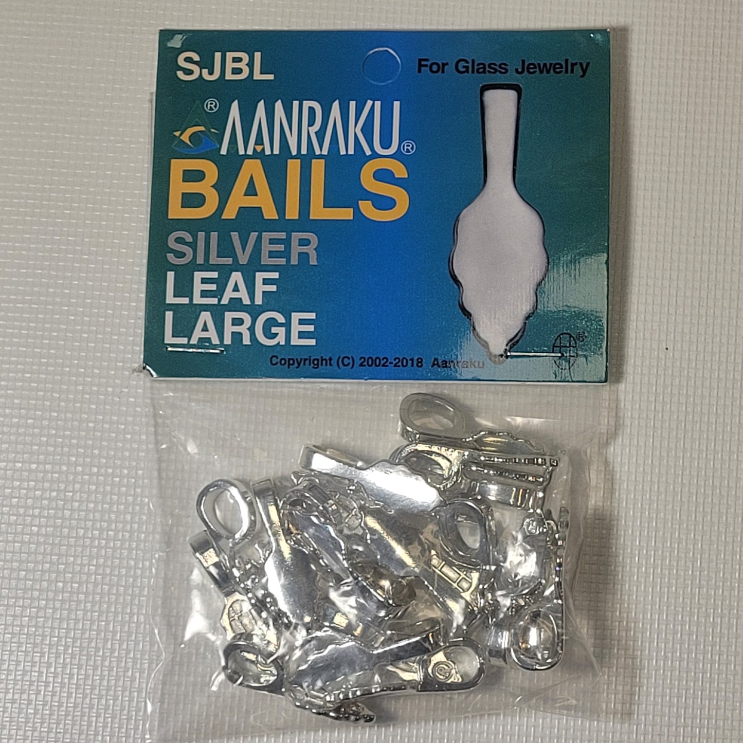 Leaf Shaped AANRAKU Silver Plated Jewelry Bails (10x25mm) | 25 Pack