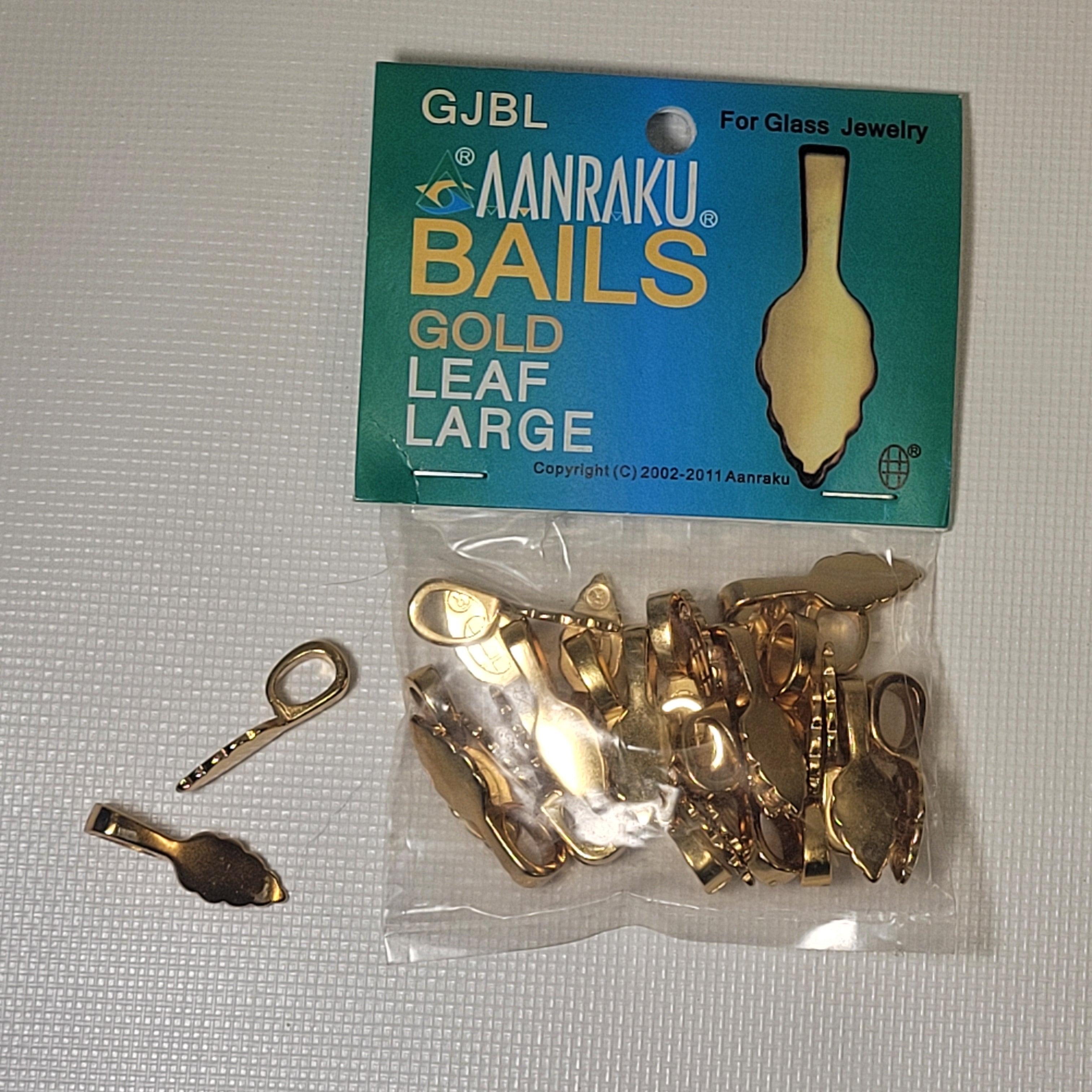 AANRAKU 18K Gold Plated Jewelry Bails - Large Leaf Shape, 10x25mm, 25 Pack