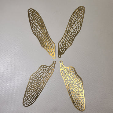 Dragonfly Wing Brass Filigree - 1 Set (4 wings) or 6 Sets (24 wings)