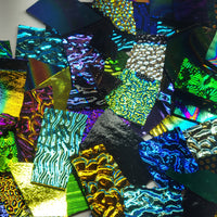 3 oz Dichroic Scrap Glass 96 COE on Black