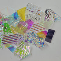 3 oz Dichroic Scrap Glass 90 COE on Clear