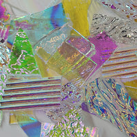 3 oz Dichroic Scrap Glass 90 COE on Clear