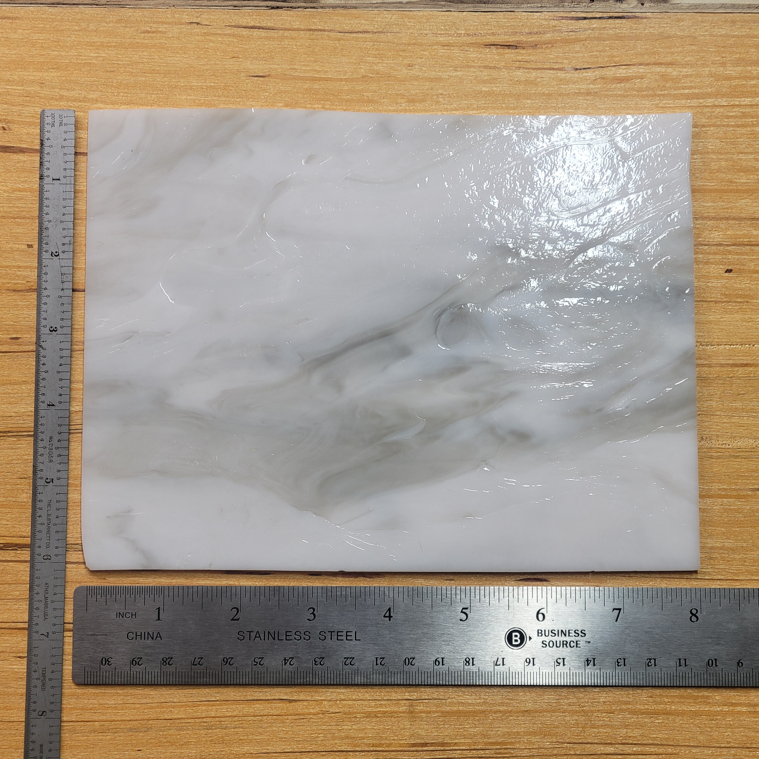 Moon Opal with Gray Wispy Wissmach Stained Glass – 2 Sheet Packs | 2 Size Options