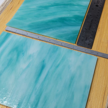 Sea Foam - Aqua Green Opal Wispy Stained Glass – Wissmach - 2 Sheets