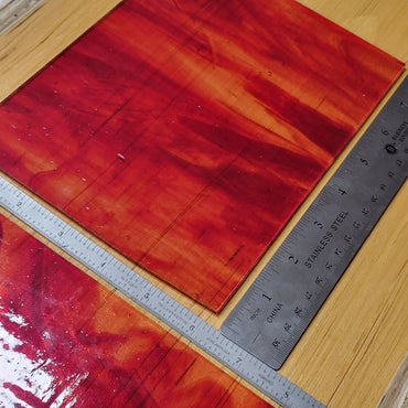 Auburn - Opal Red Orange Stained Glass – Wissmach - 2 Sheets (6"x8")