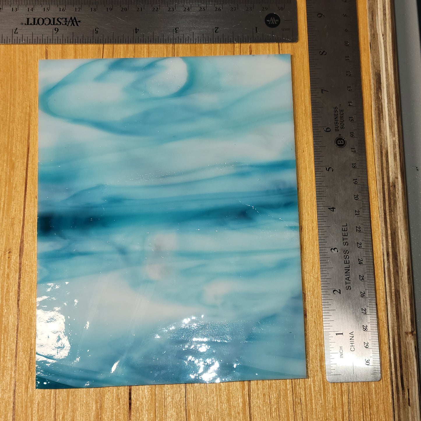 Cornflower Sky Blue/Opal Wissmach Stained Glass - 2 Sheets (6"x8")
