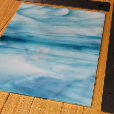 Cornflower Sky Blue/Opal Wissmach Stained Glass - 2 Sheets (6"x8")