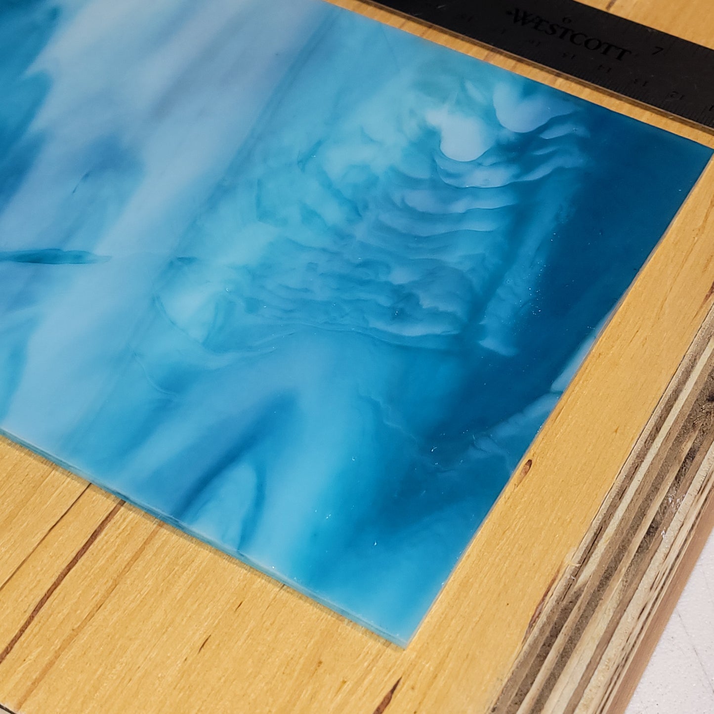 Cornflower Sky Blue/Opal Wissmach Stained Glass - 2 Sheets (6"x8")