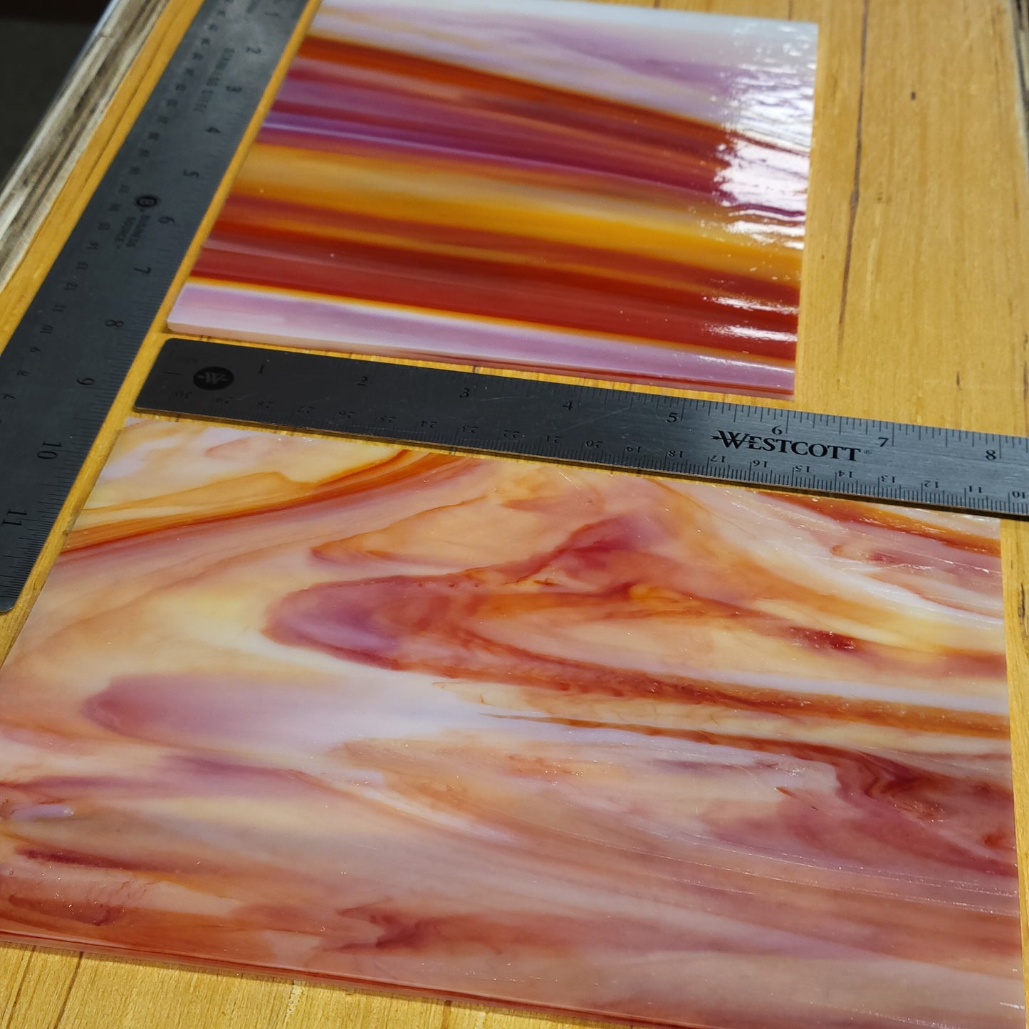Sunrise Orange (Selenium Orange / Opal Dense) Stained Glass - 2 Sheets (6"x8")