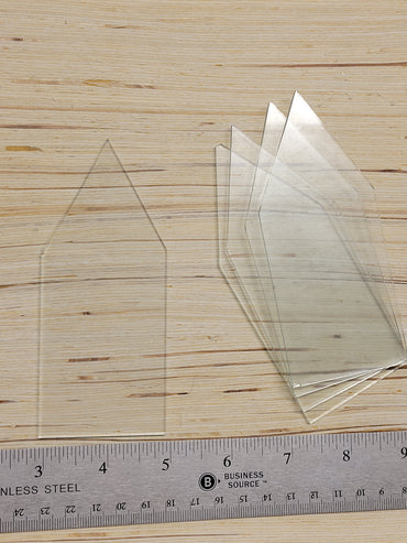 2" x 4.85" House Shape Clear Flat Glass | 6 or 16 Pack