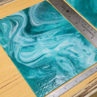 LAGOON Aqua/Teal/Blue White Wispy Stained Glass – Wissmach - 2 Sheets (6"x8")