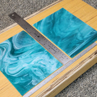 LAGOON Aqua/Teal/Blue White Wispy Stained Glass – Wissmach - 2 Sheets (6"x8")