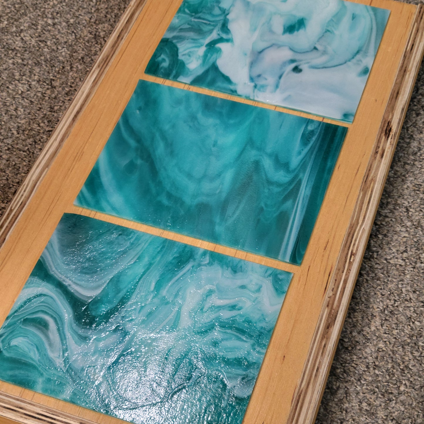 LAGOON Aqua/Teal/Blue White Wispy Stained Glass – Wissmach - 2 Sheets (6"x8")