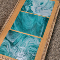 LAGOON Aqua/Teal/Blue White Wispy Stained Glass – Wissmach - 2 Sheets (6"x8")