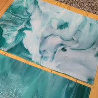 LAGOON Aqua/Teal/Blue White Wispy Stained Glass – Wissmach - 2 Sheets (6"x8")