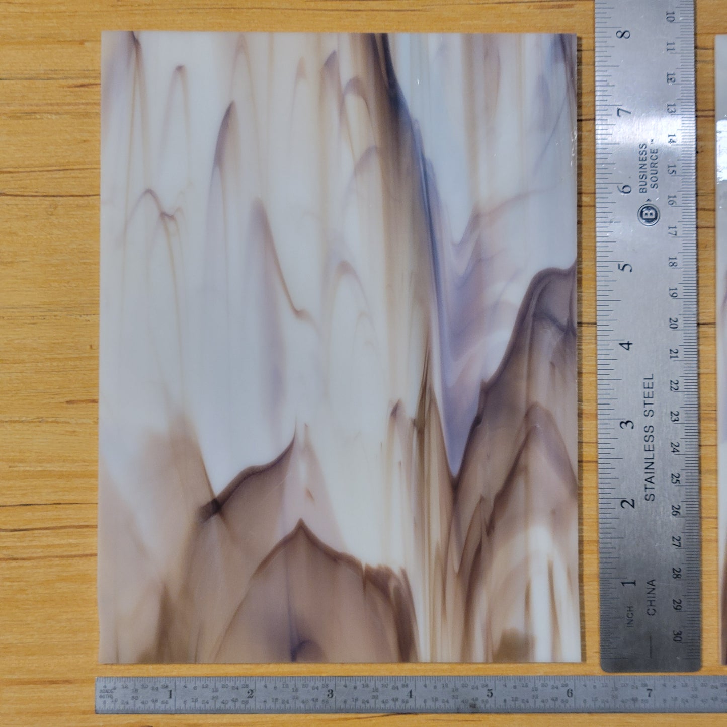 White / Dark Amber Brown Fusible COE 96 – OGT – 2 Sheets (6"x8")