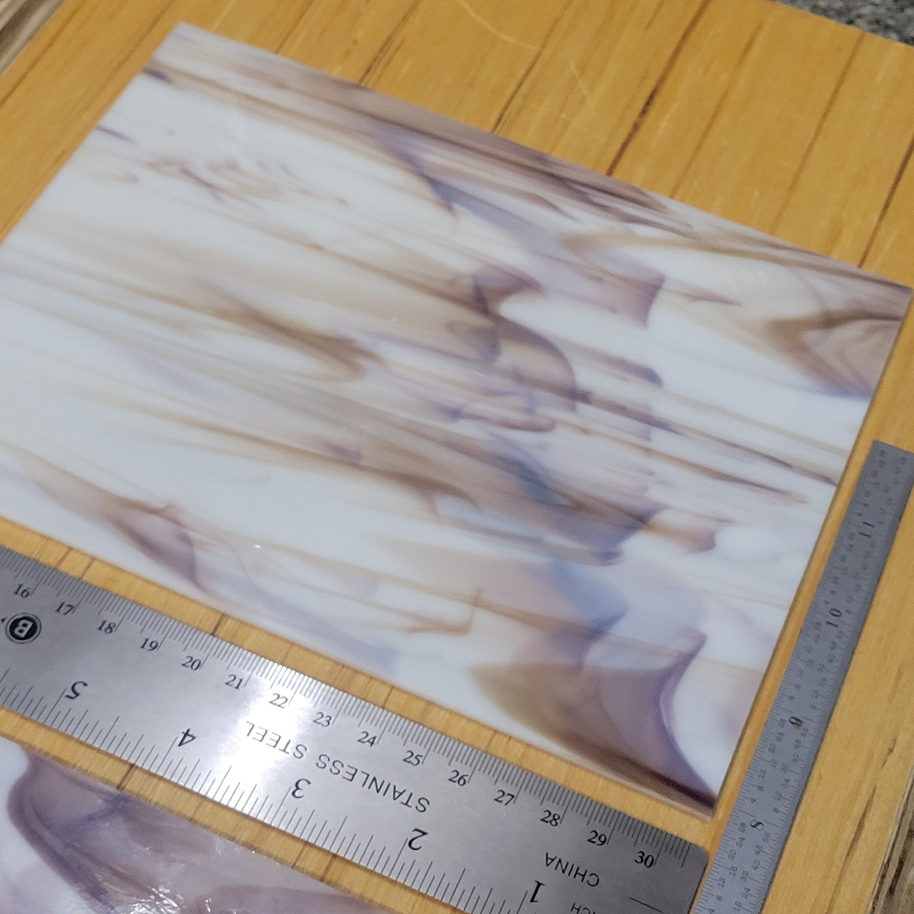 White / Dark Amber Brown Fusible COE 96 – OGT – 2 Sheets (6"x8")