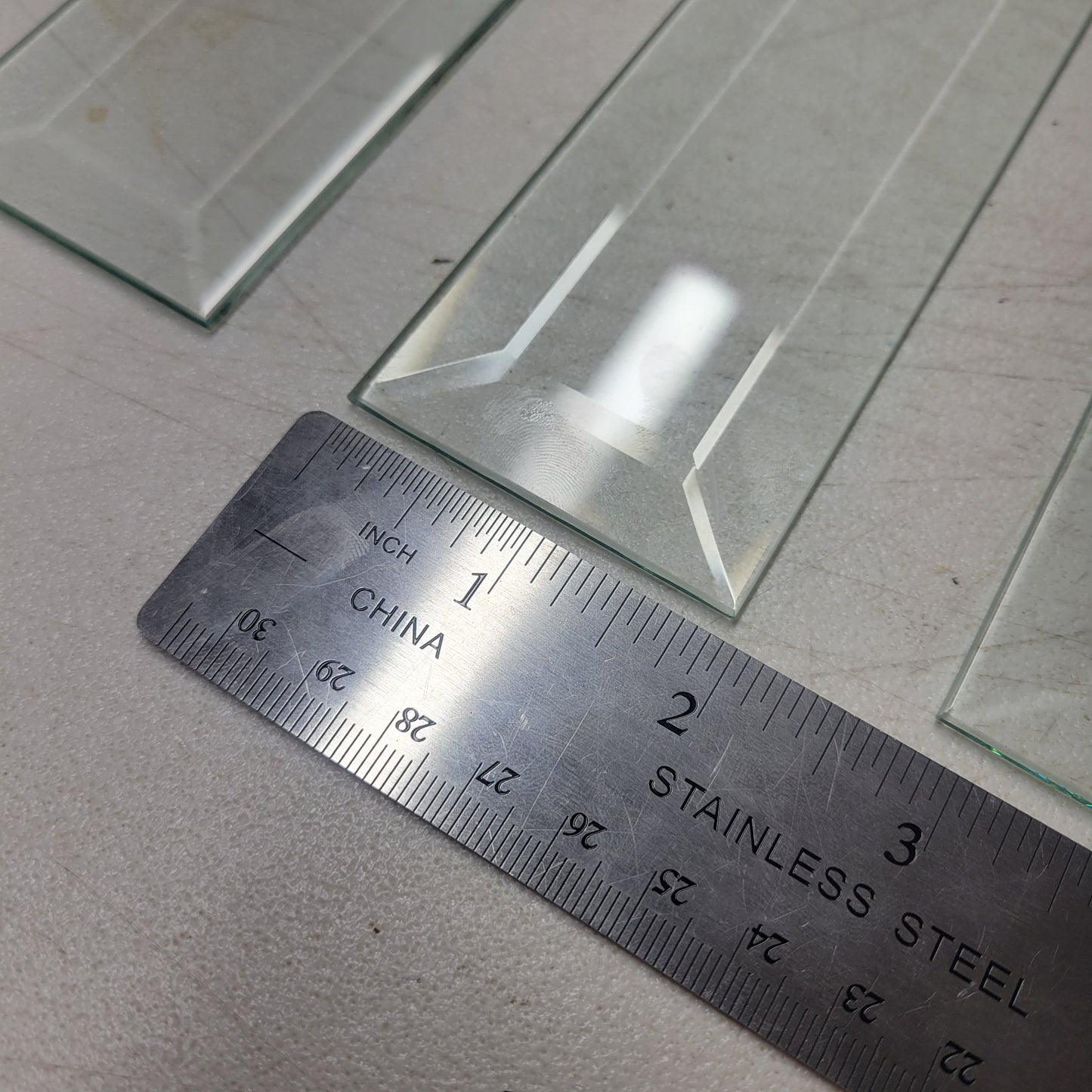 CLEARANCE – 2" x 10" Beveled Glass Rectangles (3 Pack)