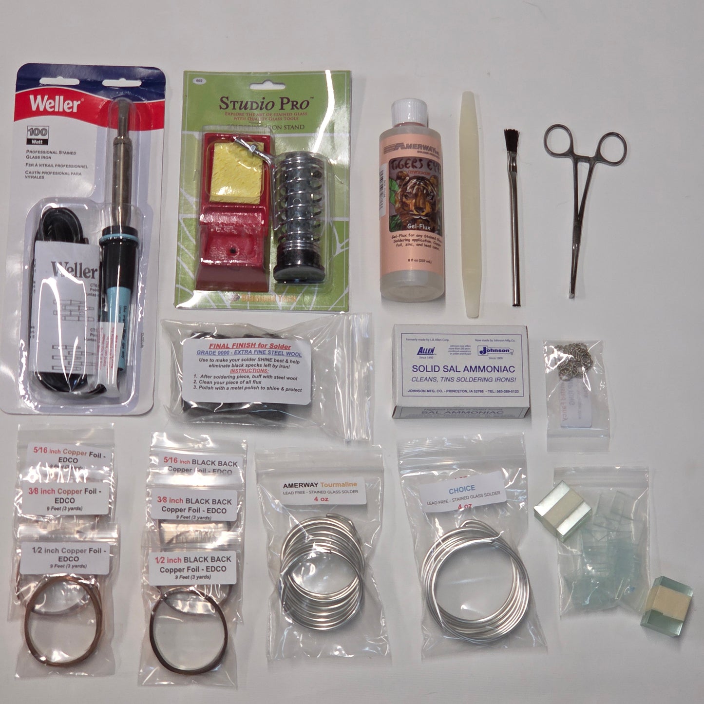 Beginner Soldered Jewelry Art Kit | Iron, Tools, Solder, Foil, Glass +