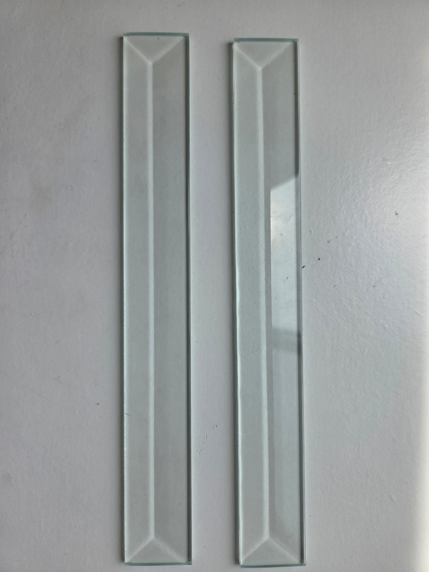 CLOSEOUT 1" x 8" Rectangle Clear Beveled Glass (1 inch x 8 inch) | 2 Pack