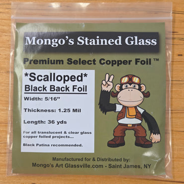 5/16" Mongo's Scalloped Black Back Copper Foil Tape (36 Yards)
