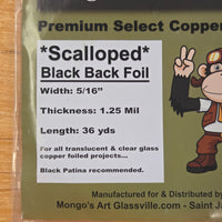 5/16" Mongo's Scalloped Black Back Copper Foil Tape (36 Yards)