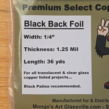 1/4" Mongo's Black Back Copper Foil Tape (36 Yards)