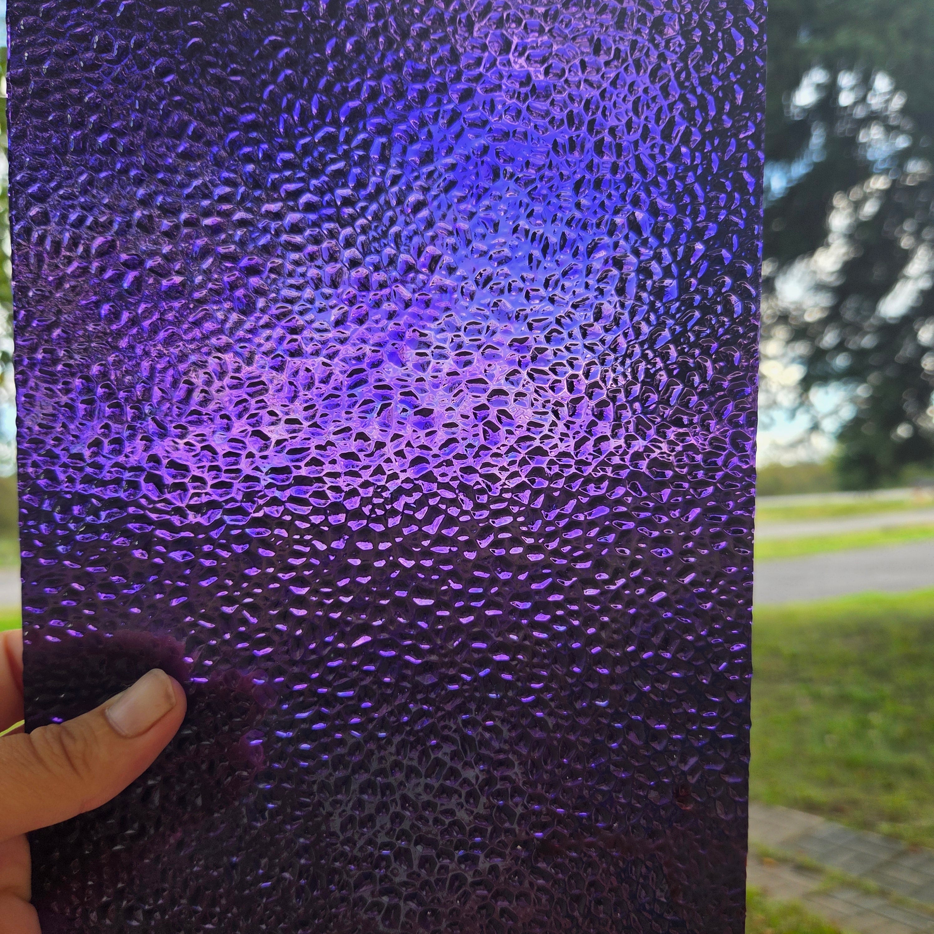 Dew Drop Violet Iridescent Wissmach Stained Glass 2 Sheet Packs | 2 Size Options