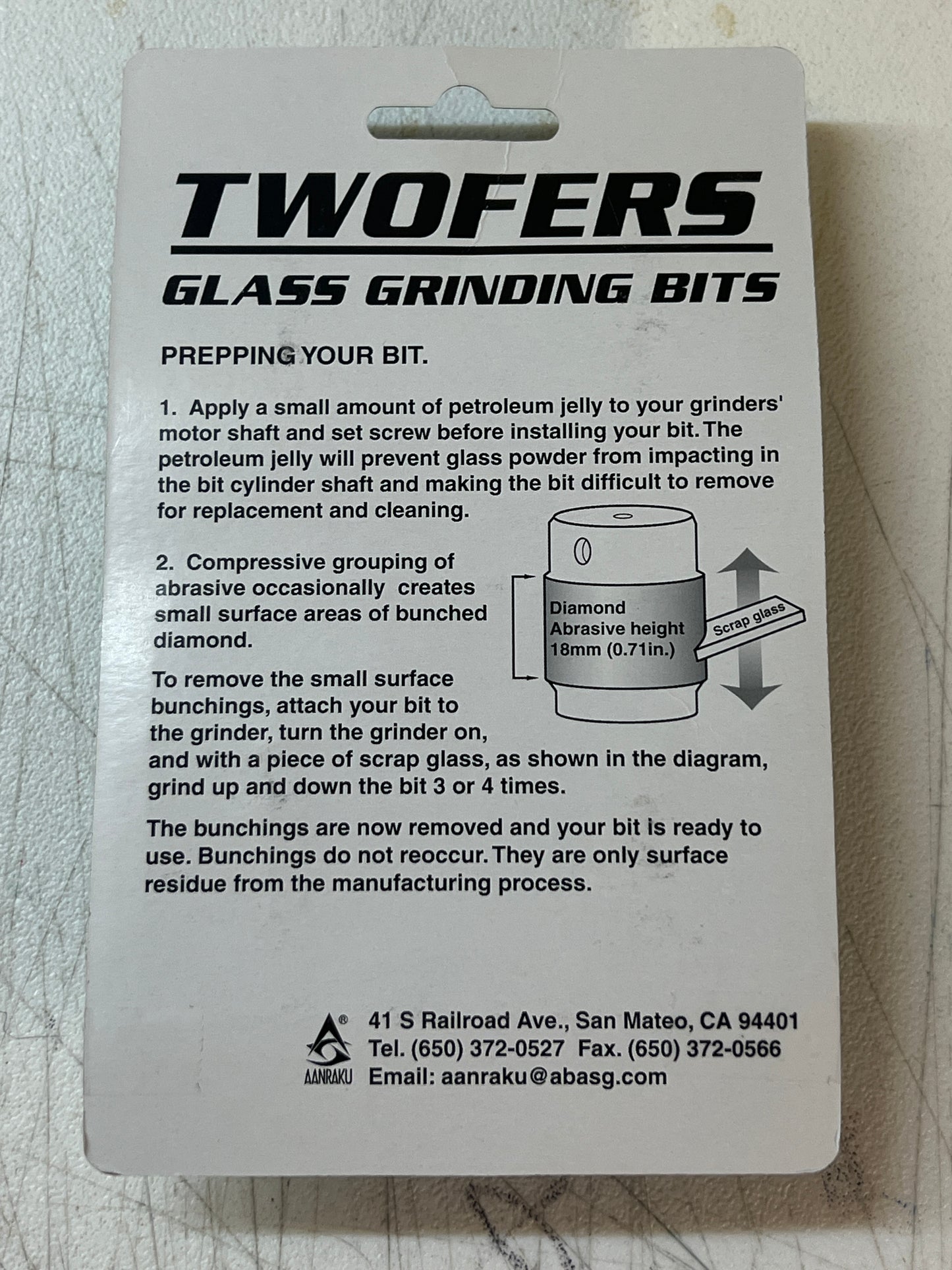 1" Aanraku Twofers Glass Grinding Bits (Fine 220 Grit)