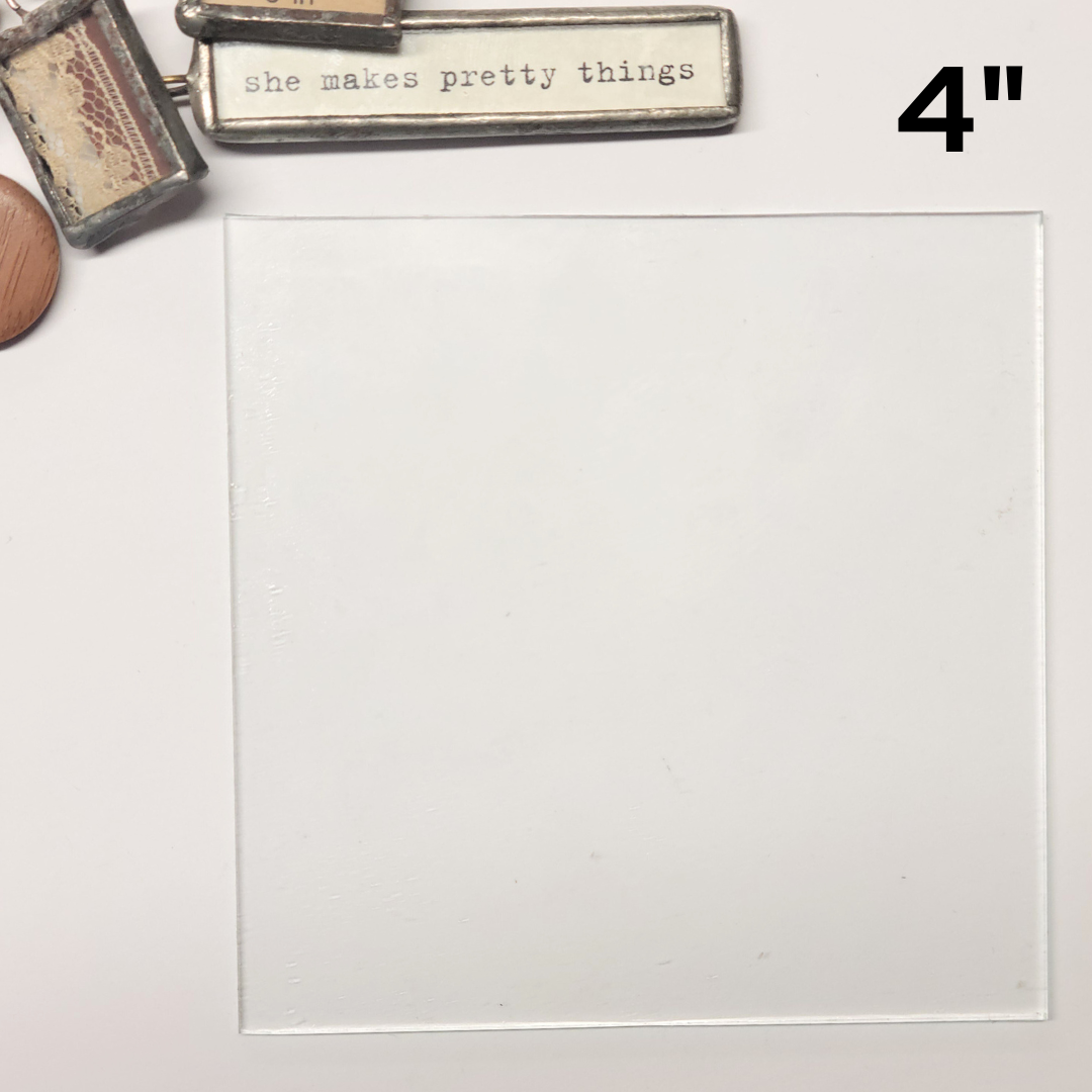 4" Square Clear Flat Glass - 4 inch