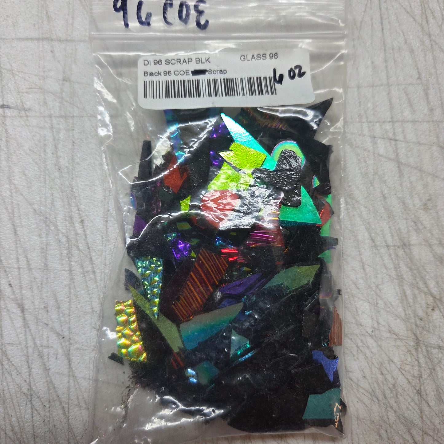 96 COE Dichroic Glass Scrap Clearance Mix | Damaged Shipment 6 oz Dichro on Clear + 6 oz Dichro on Black