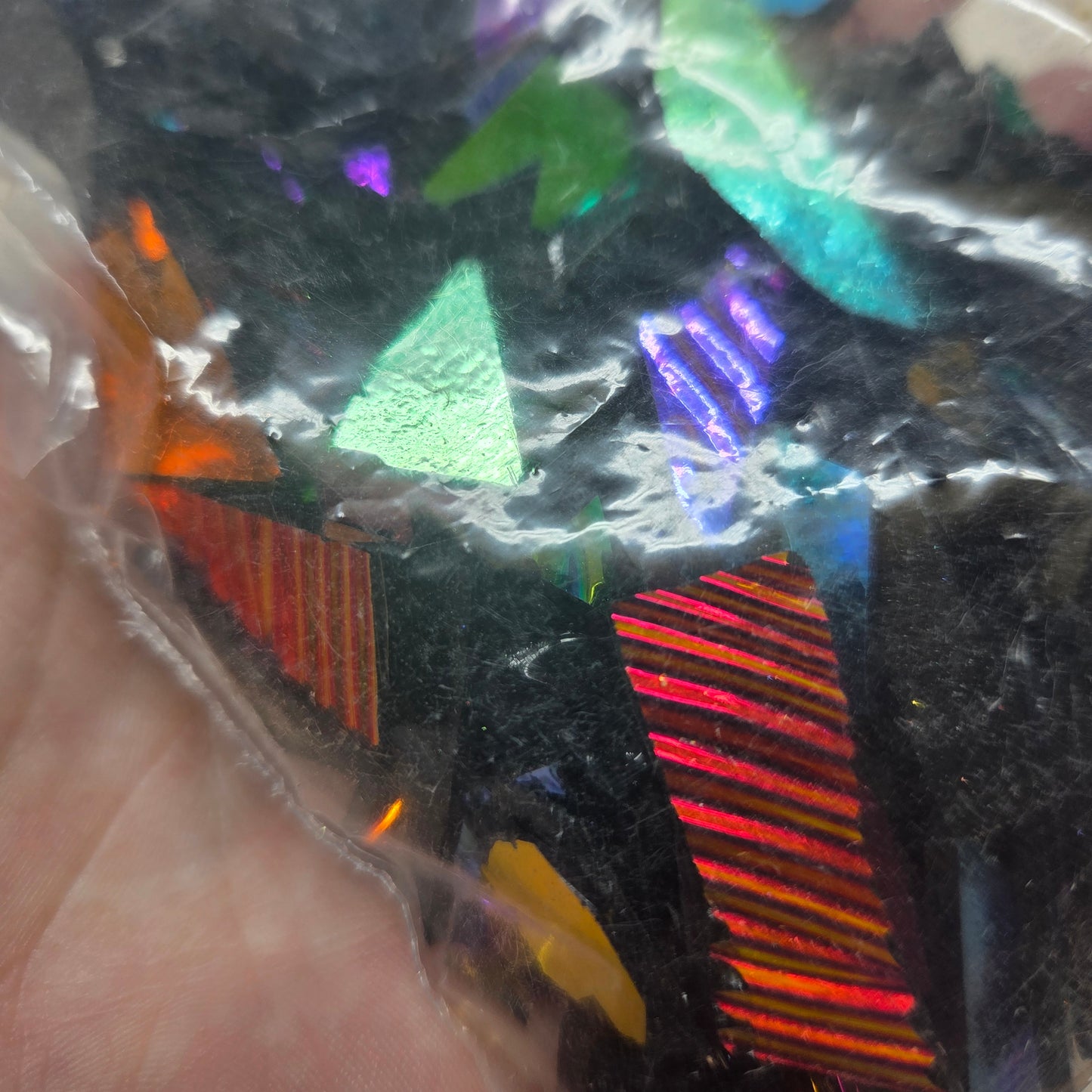 96 COE Dichroic Glass Scrap Clearance Mix | Damaged Shipment 6 oz Dichro on Clear + 6 oz Dichro on Black