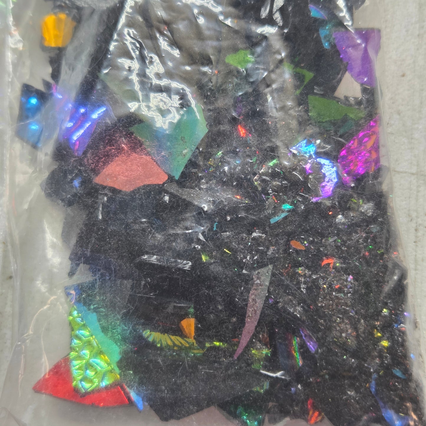 96 COE Dichroic Glass Scrap Clearance Mix | Damaged Shipment 6 oz Dichro on Clear + 6 oz Dichro on Black