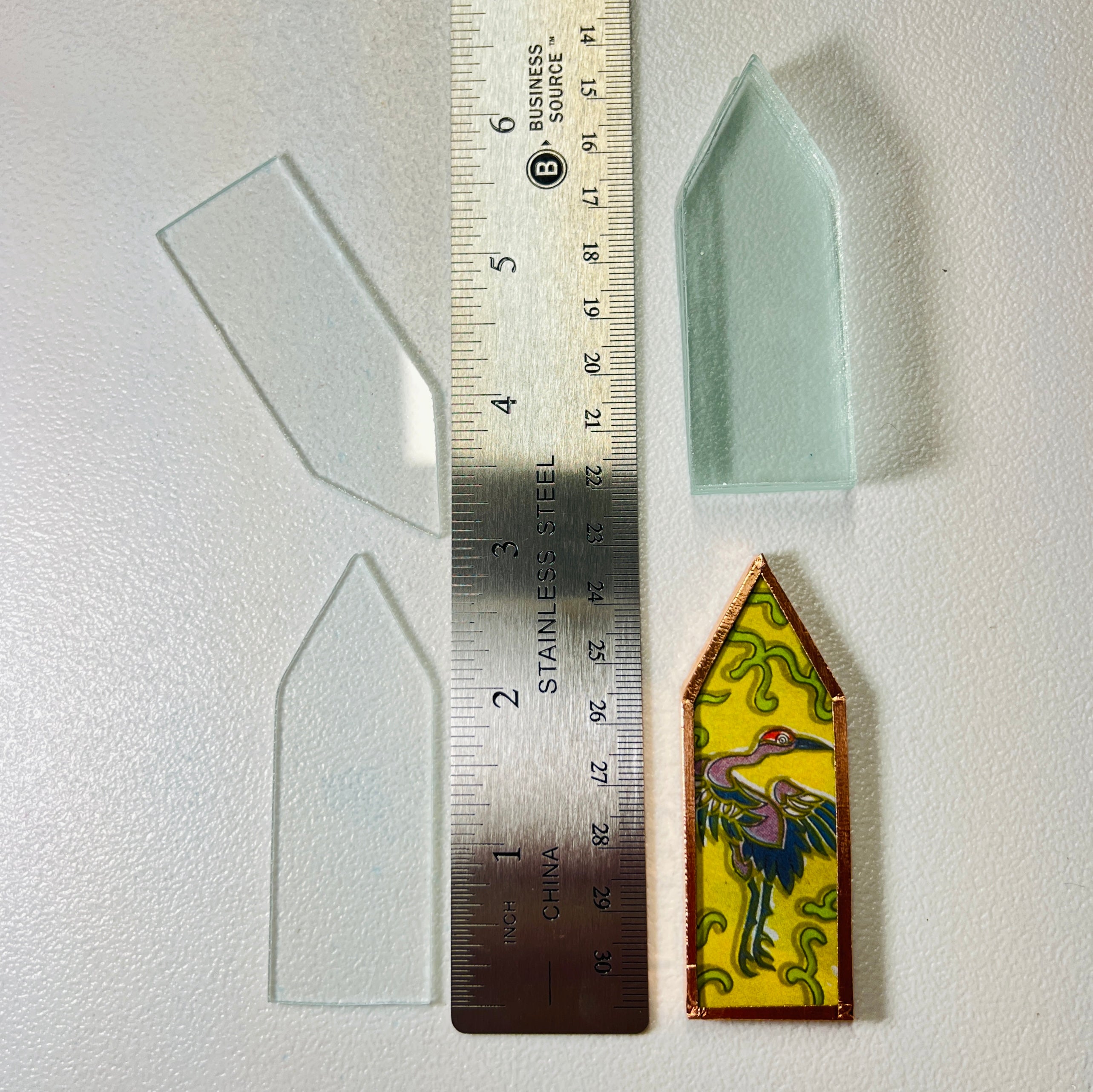 1" x 3" House Shape Clear Flat Glass (1 inch wide x 3 inch total height x 1 inch roof)